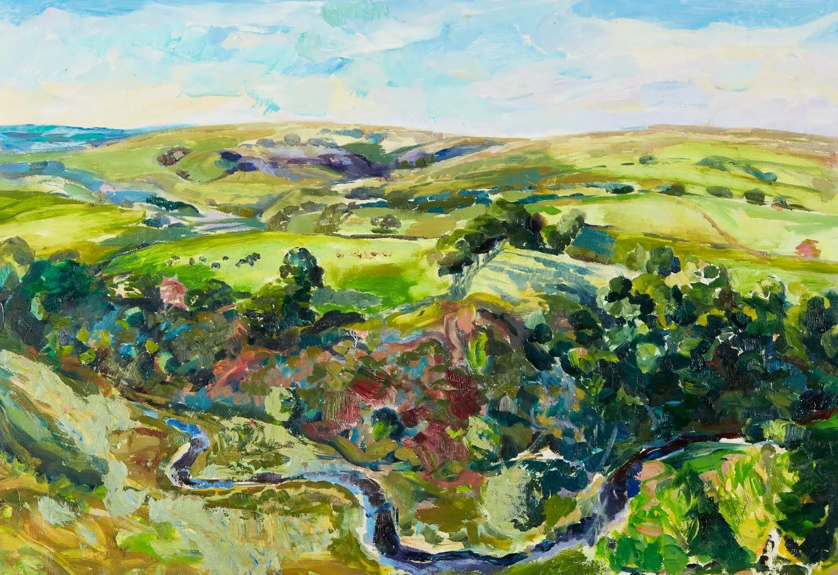 oil painting of stags on exmoor