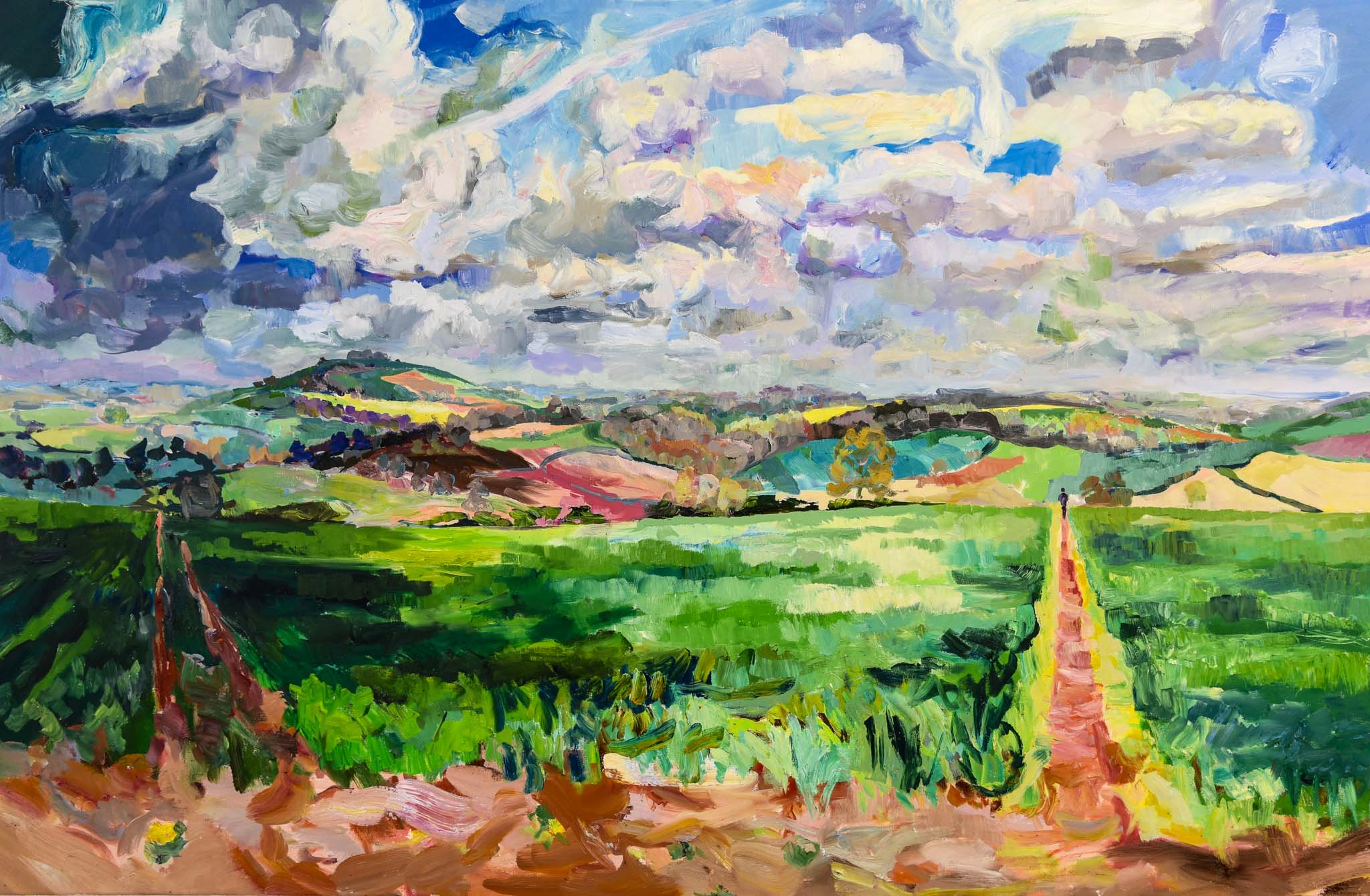 Oil painting Brailes Hill Spring 2017 George Irvine