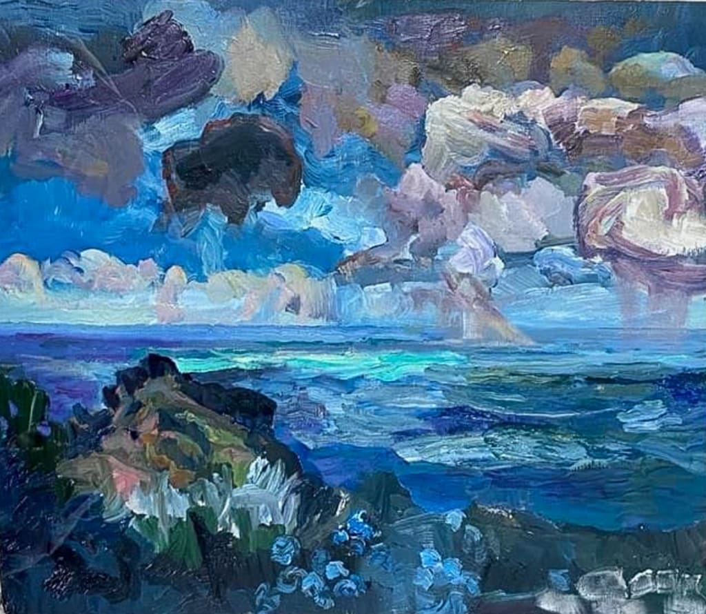 20" x 22", oil on board