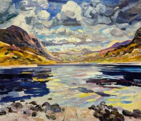 Scottish Loch, Oil on board